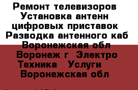 Ремонт телевизоров. Установка антенн, цифровых приставок. Разводка антенного каб - Воронежская обл., Воронеж г. Электро-Техника » Услуги   . Воронежская обл.